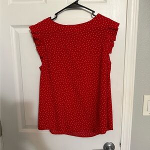Monteau Red Dot Ruffle Sleeve Blouse
